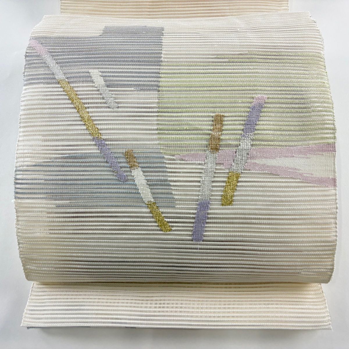 名古屋帯 美品 秀品 夏帯 八寸名古屋帯 松葉仕立て 絽 幾何学