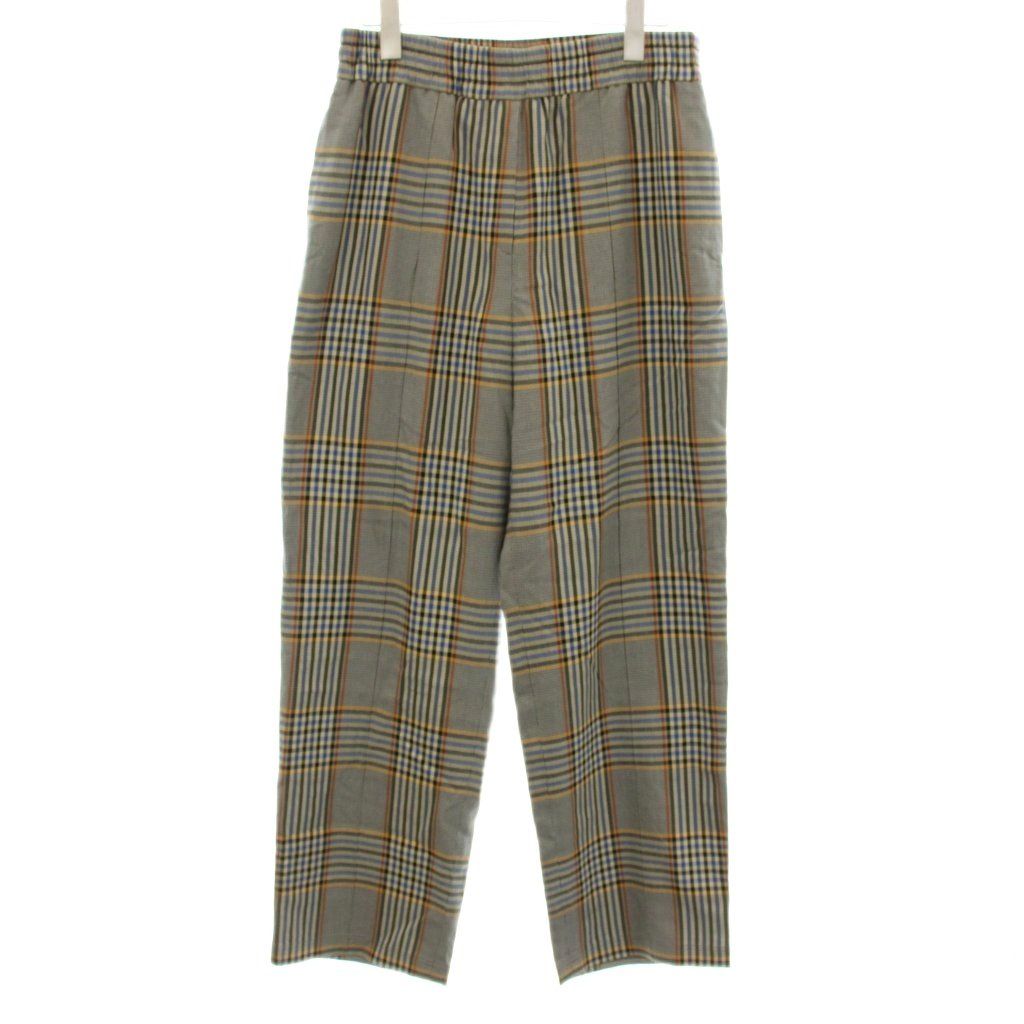 ピーエスポールスミス PS Paul Smith 22AW ストレートパンツ センタープレス チェック柄 42 グレー 黄 イエロー 青 ブルー PRPSNA0906 /KU