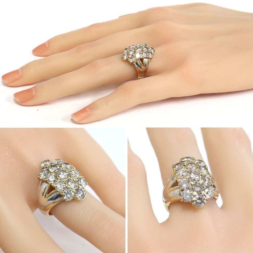 K18/Pt900ダイヤモンドリング D4.18 11.4g #12.5 イエローゴールド  