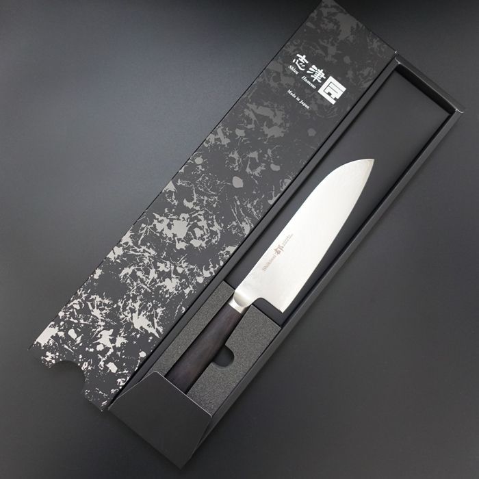包丁 越前仙助 三徳包丁 モリブデン鋼 ダマスカス 黒合板柄 165mm 36