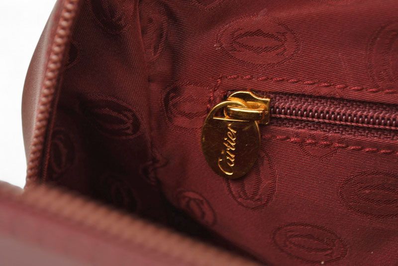 美品✨Cartier マストライン ミニボストンバッグ レザー ボルドー 袋付 カルティエ ミニボストンバッグ マストライン Cartier