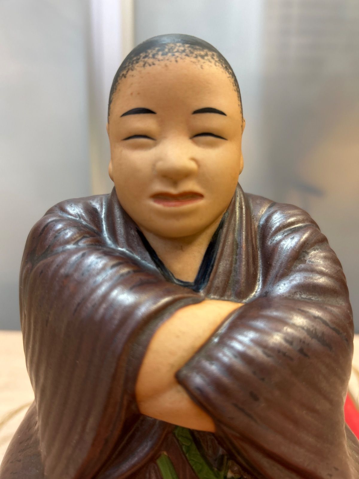 中古】仙台四郎 置物 座布団付き／縁起物／商売繁盛／開運アイテム