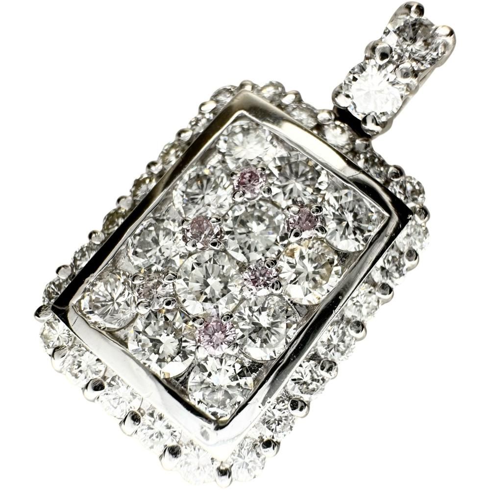 ダイヤモンド 天然ピンク含む 1.83ct ペンダントトップ Pt900プラチナ 7.3g レディース 真子質店 NN