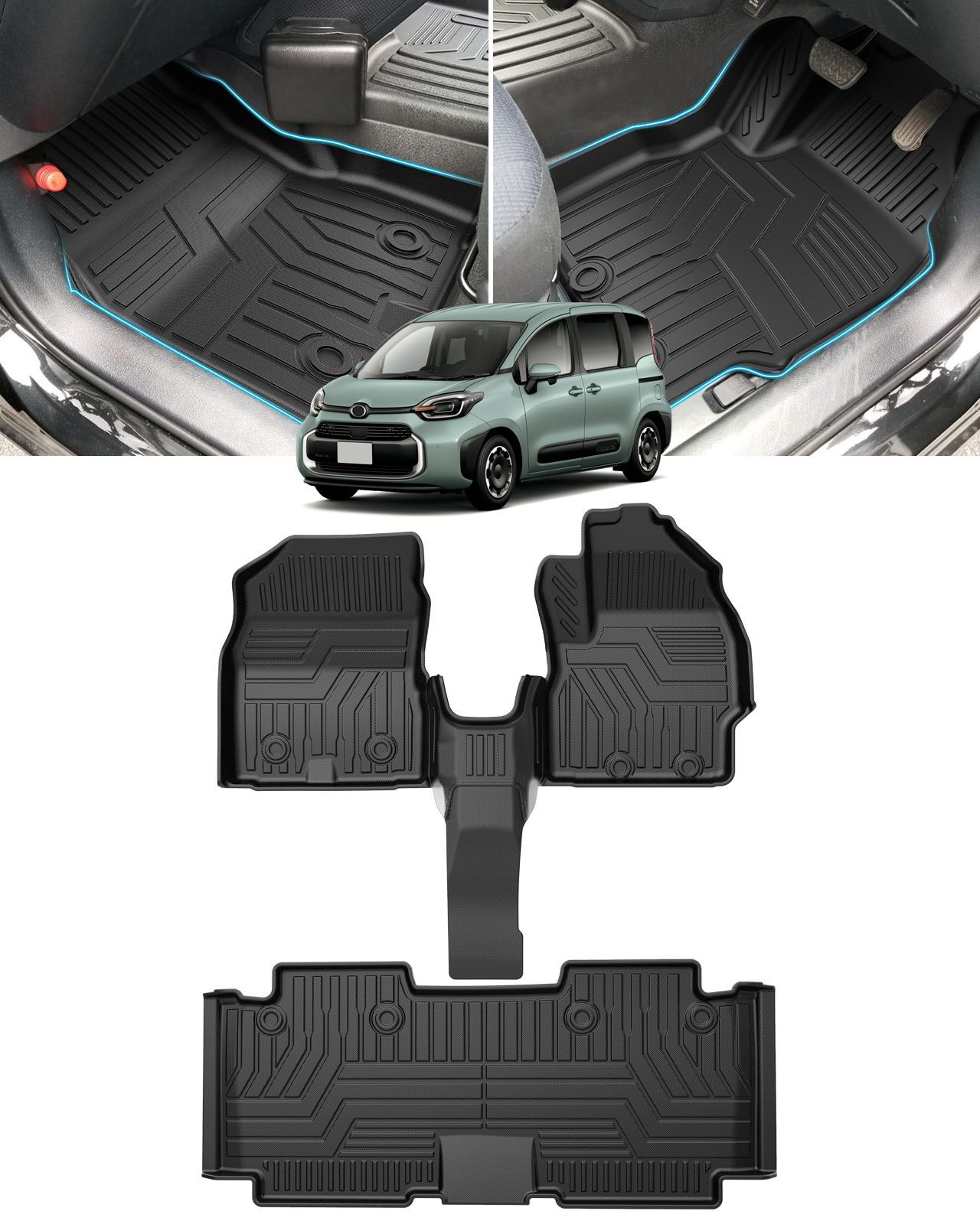 新型シエンタ 10系 MXP フロアマット 5人乗り用 3Dフロアマット セカンドマット 防水マット 滑り防止 耐汚れ TPE素材 立体カーマット 車種 設計 取付簡単 カー用品 4PCSセット