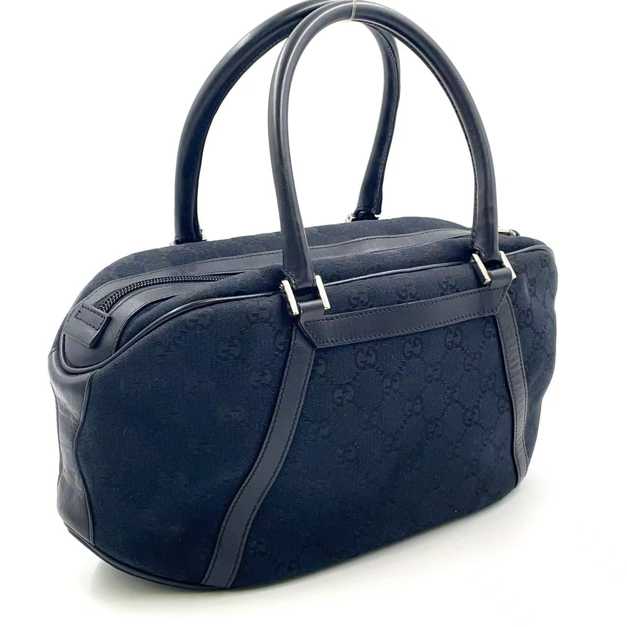 【美品】グッチ ミニボストンバッグ 黒 GGキャンバス レザー Vintage Gallery Rococo OLD GUCCI 世界No.1のコレクション！