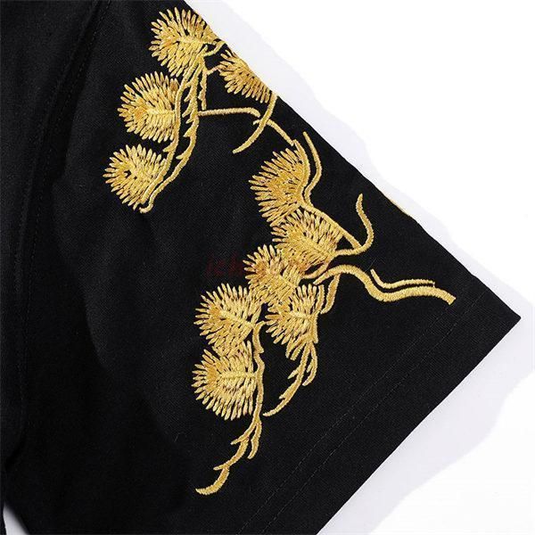 和柄tシャツ メンズ 和柄刺繍 鶴 華鳥風月メンズ特攻服 和柄tシャツ