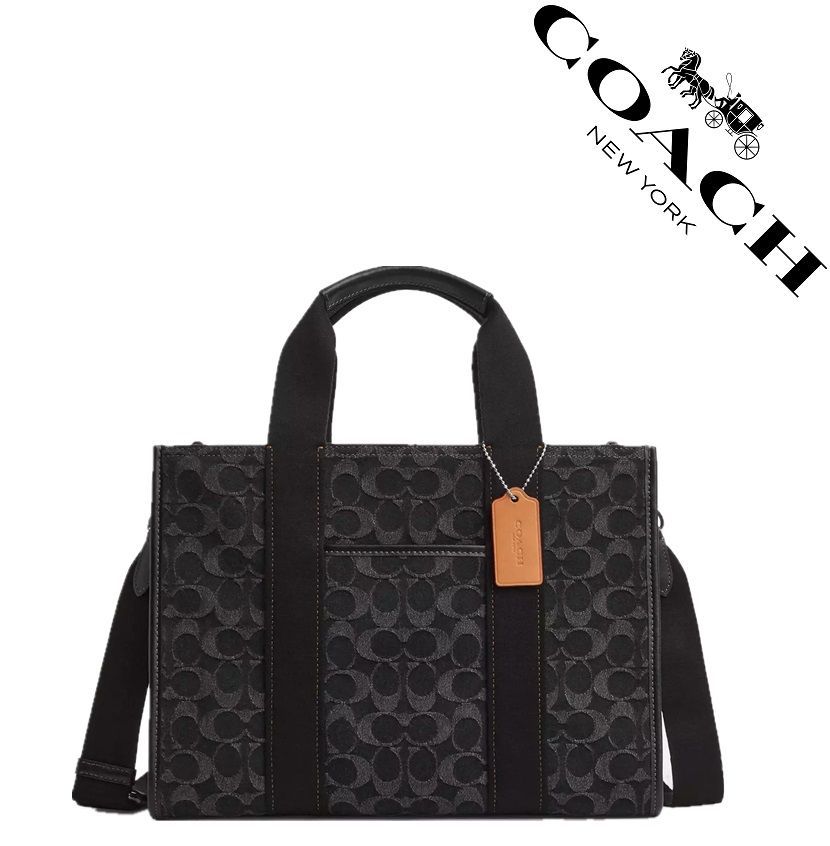 【セール中】COACH コーチバッグ CP105 SV/BK ブラック トートバッグ ショルダーバッグ ハンドバッグ 2WAY スミストート シグネチャー デニム クロスボディー アウトレット品 新品未使用