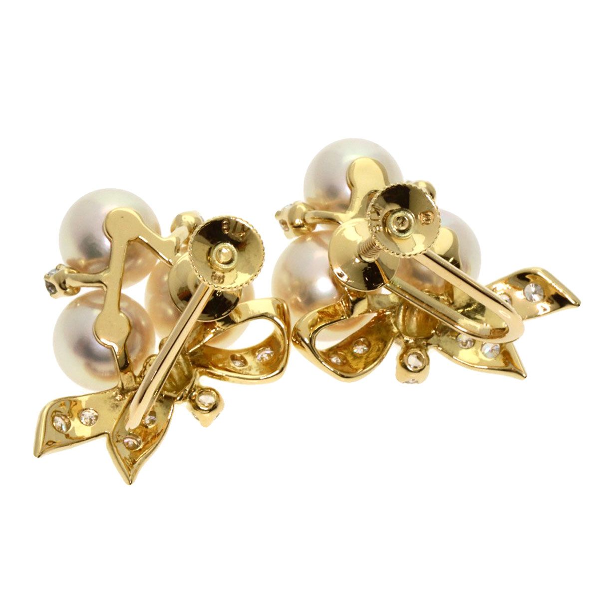 MIKIMOTO ミキモト パール 真珠 ダイヤモンド イヤリング K18YG