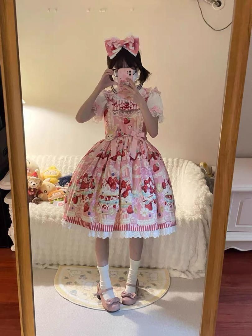 20-60代からのファッション通販  新品未使用ケーキ柄ロリータワンピース 甘ロリ ピンク Mサイズ コスプレ衣装