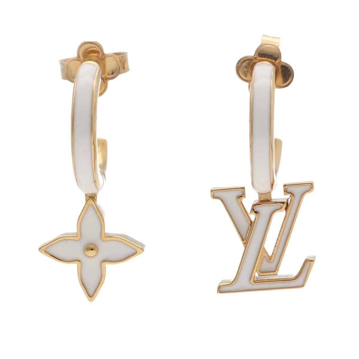 中古】LOUIS VUITTON ルイ・ヴィトン ピアスフープ・LV アイ
