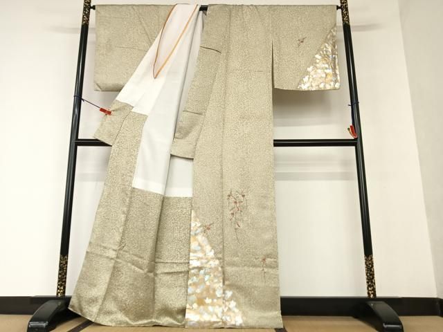 平和屋着物●金彩友禅作家　金彩の魔術師　堀省平　金煌織　訪問着　刺繍　花鞠文　正絹　逸品　AAAV7523zg 平和屋着物○金彩友禅作家 金彩の魔術師 堀省平 金煌織 訪問着 刺繍 花