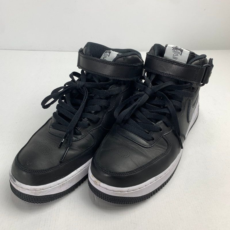 【中古品】NIKE ナイキ NIKE×STUSSY DJ7840-001 AIR FORCE 1 MID ”BLACK BLACK
