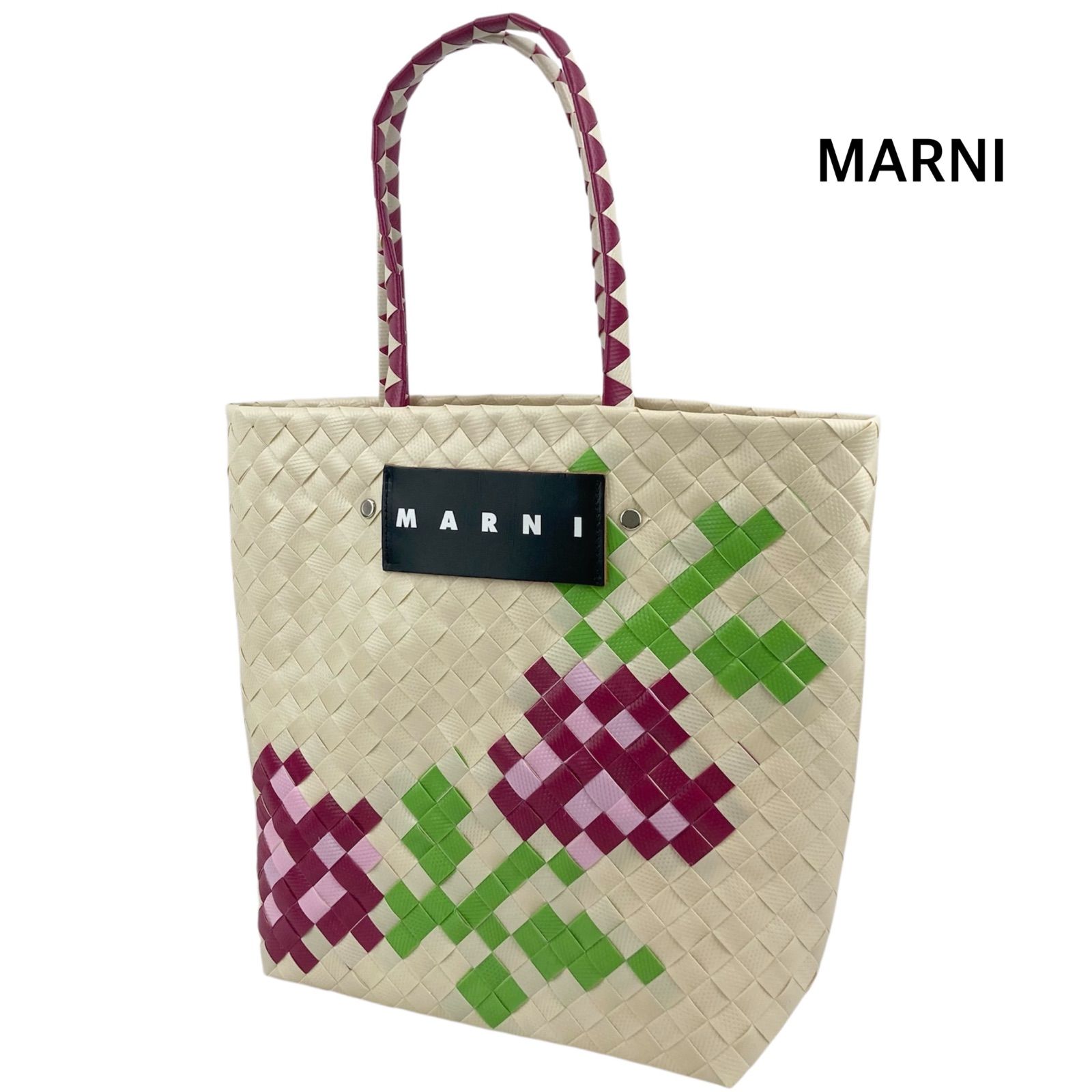 MARNI マルニ マーケットスモールバッグ フラワーモチーフ かごバッグ 