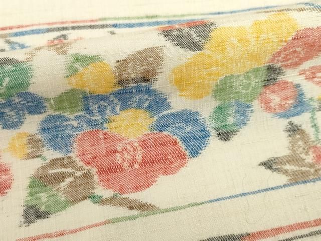 平和屋着物○東京の老舗呉服問屋 菱一 地織紬 横段