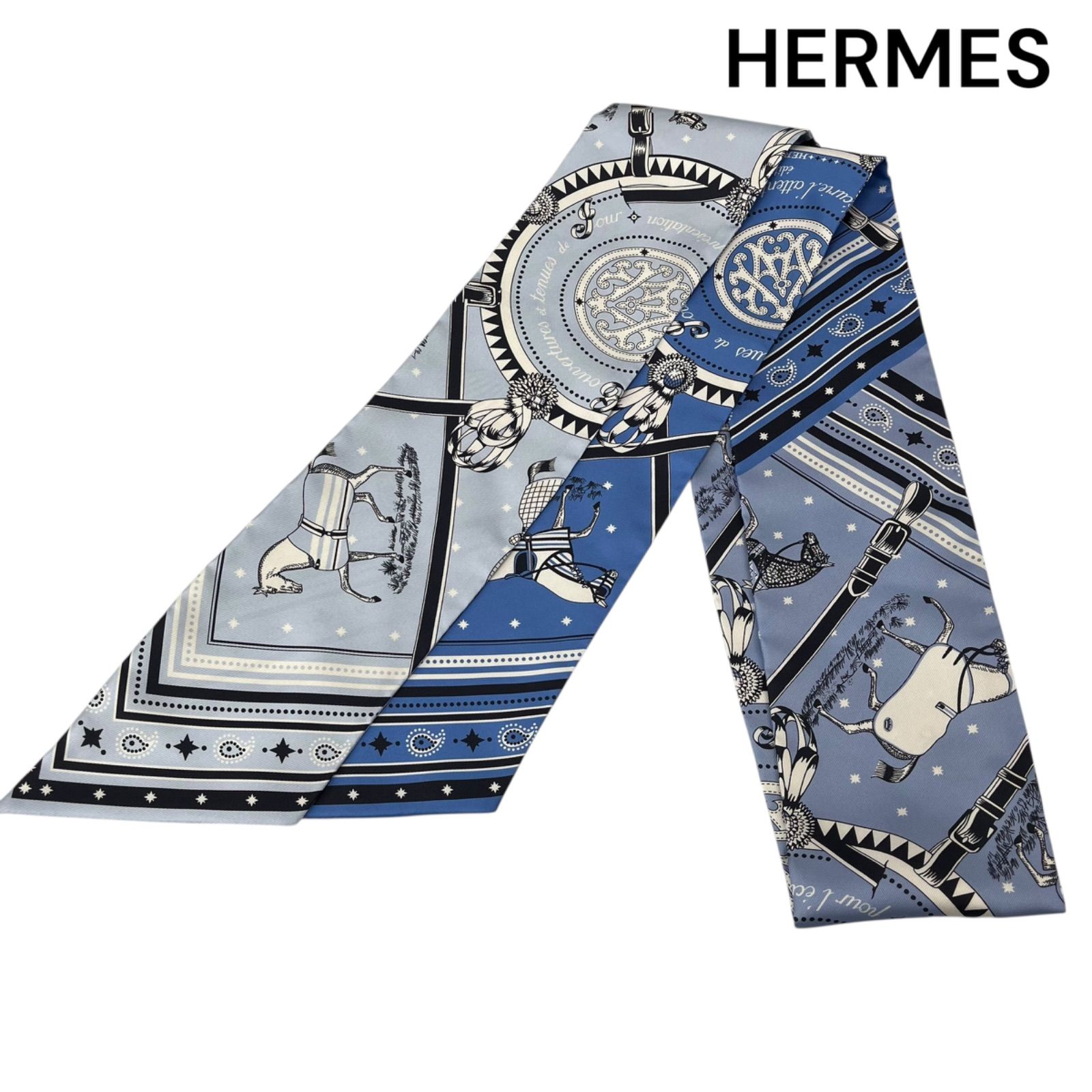 ○極美品 エルメス HERMES マキシツイリースリム シルク スカーフ 馬着 