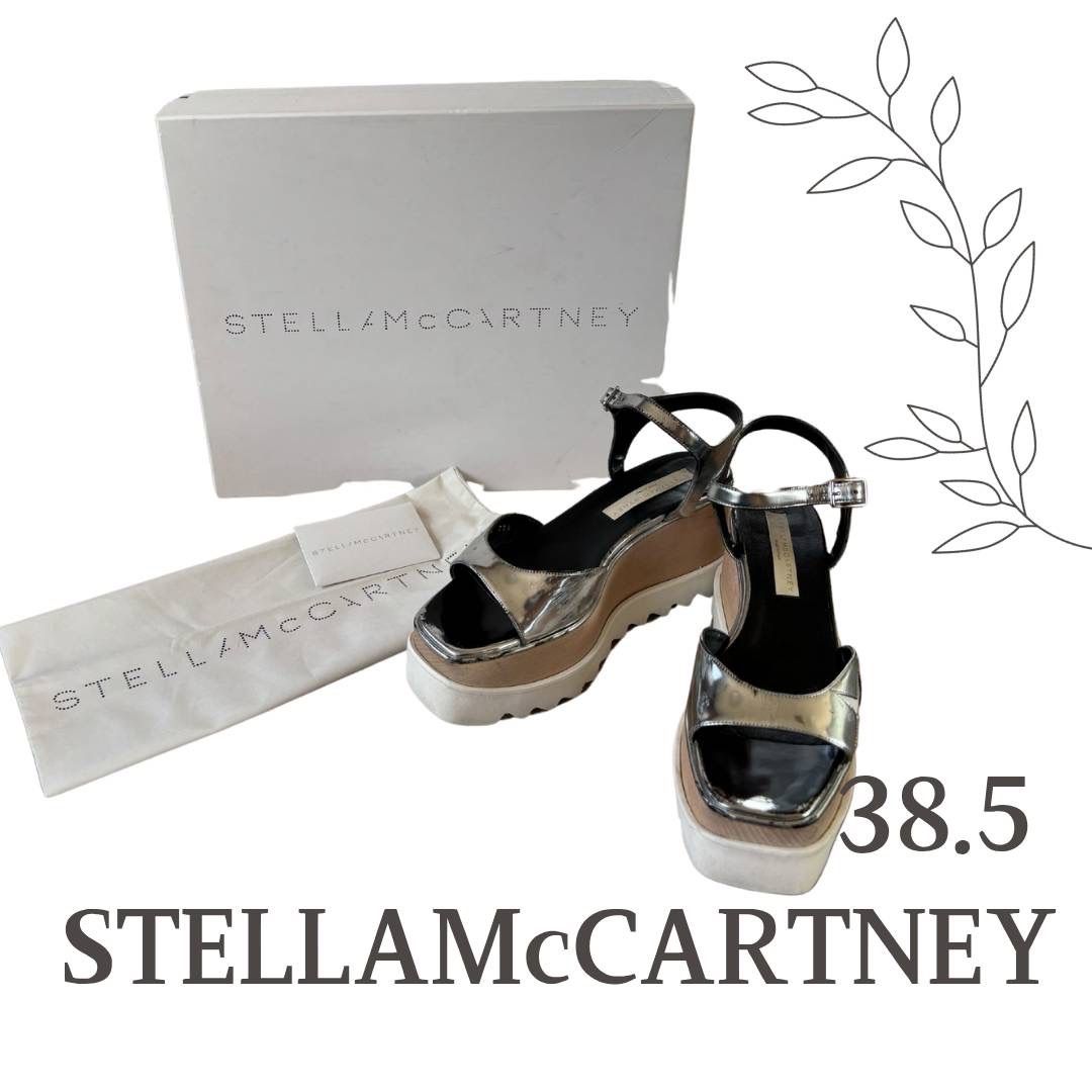 STELLA McCARTNEY ステラマッカートニー プラットフォームサンダル 38.5 メタリック 厚底 シルバー 靴