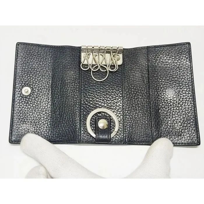 ※併売商品※◆中古◆GUCCI【グッチ】6連キーケース キーリング付き レザー ブラック メンズ　M883