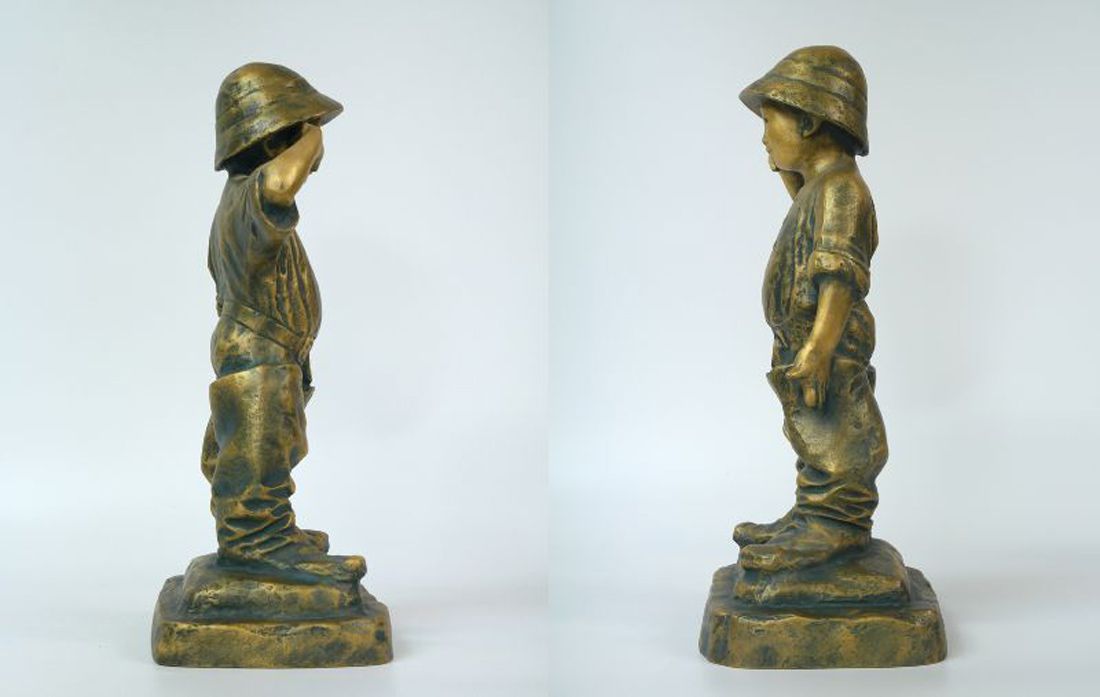 北村 西望「天真爛漫『将軍の孫』」ブロンズ作品・北村治禧識箱