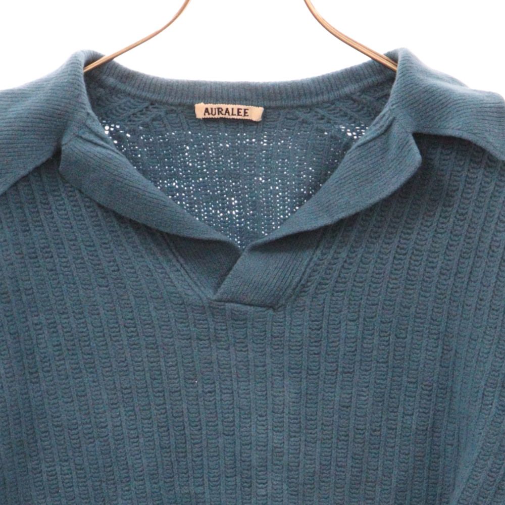 AURALEE (オーラリー) BRUSHED COTTON WOOL RIB KNIT SKIPPER POLO 