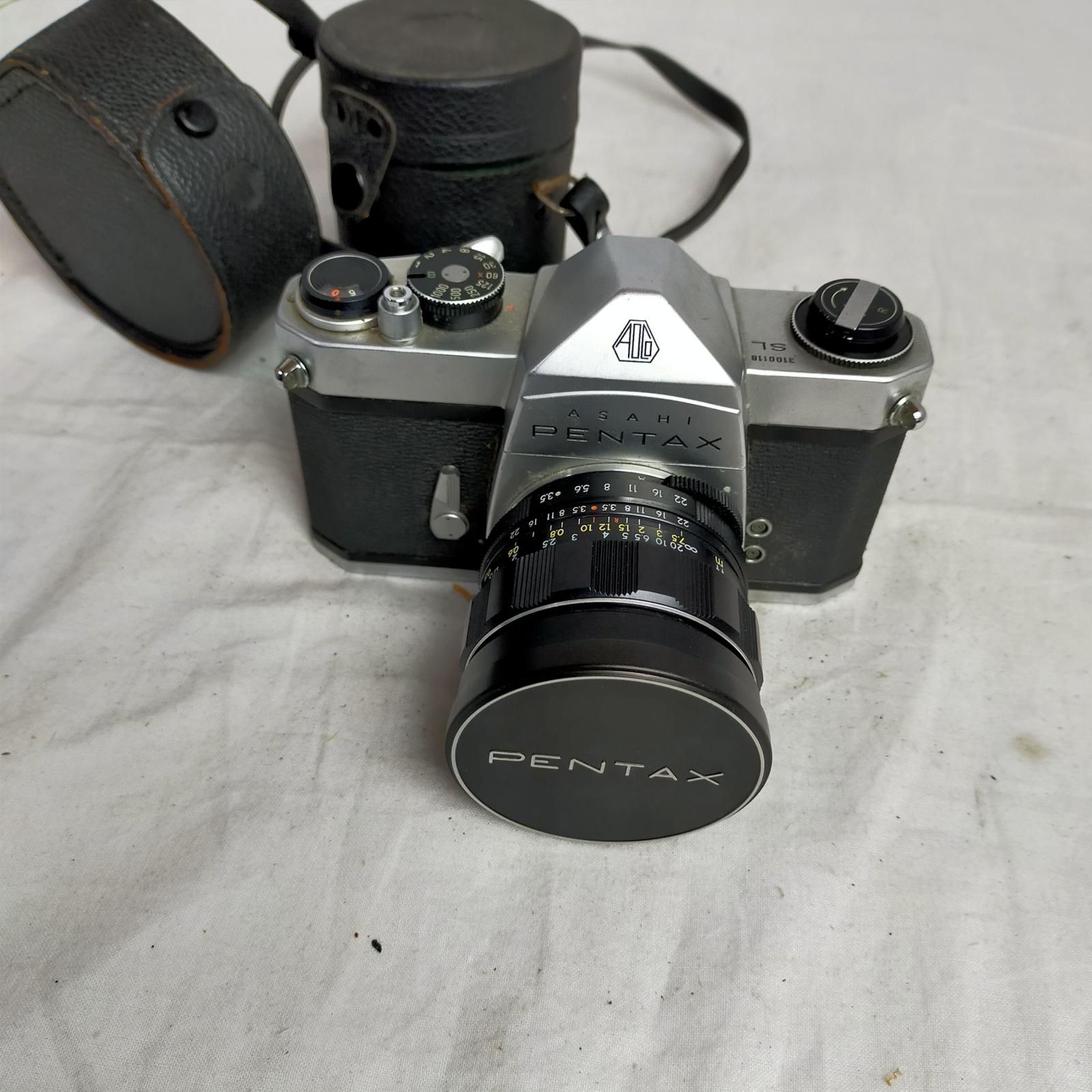 希少品☆当時物カメラ PENTAX [ SL ] 1:3.5/28 スーパータクマー 革 