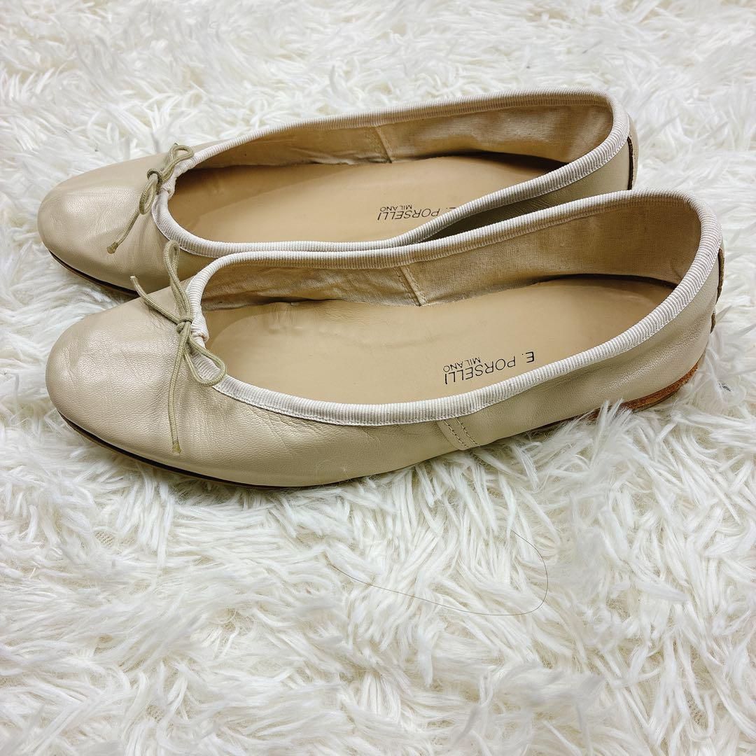 ポルセリ プラージュ バレエシューズ フラット ベージュ 25.5cm E