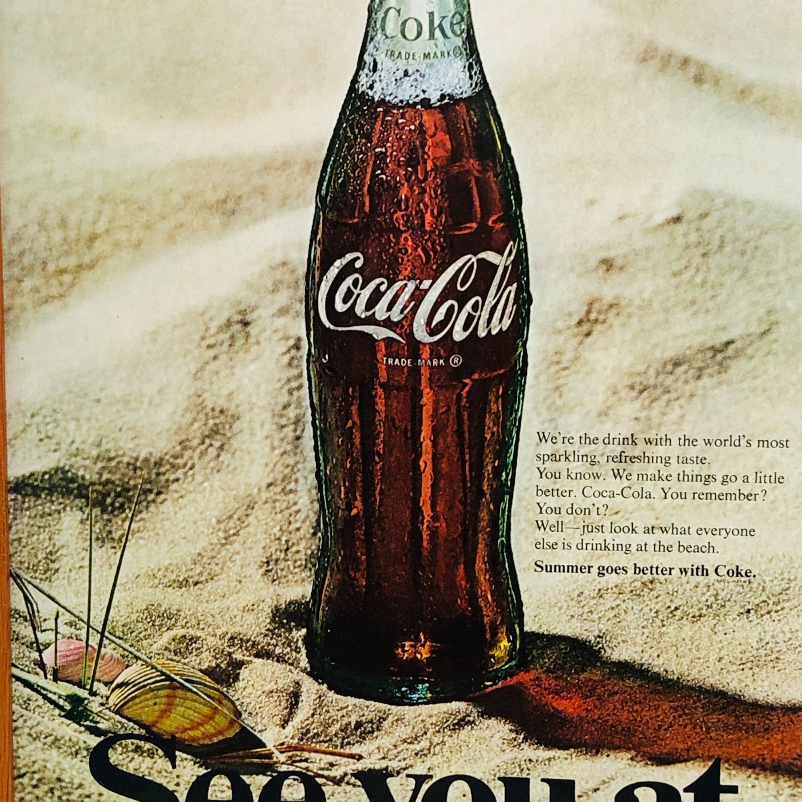 ビンテージ 広告 ポスター コカコーラ 清涼飲料水 (Coca-Cola)1960's 額付 ※当時物 オリジナル 輸入雑貨 ヴィンテージ (  AZ2332 ) - メルカリ