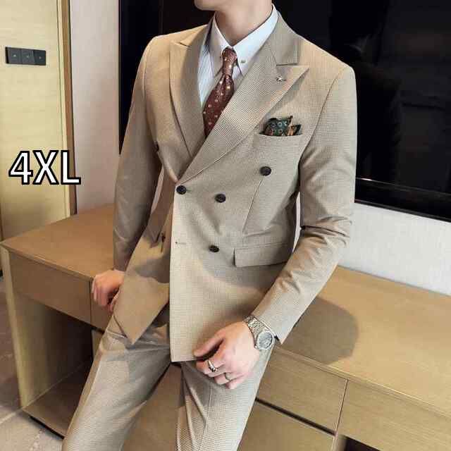 4XL 春 コーデ メンズ 服 シンプル ファッション オシャレ 大人 かっこいい 大きいサイズ ストリート 紳士服 ダブルブレスト スーツ ハイエンド ビジネス フォーマルスーツ カジュアル スリム
