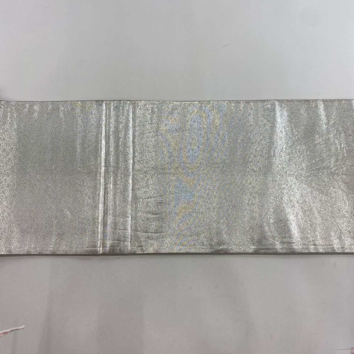 袋帯 秀品 華文 花唐草 金銀糸 箔 銀色 六通 正絹 【中古