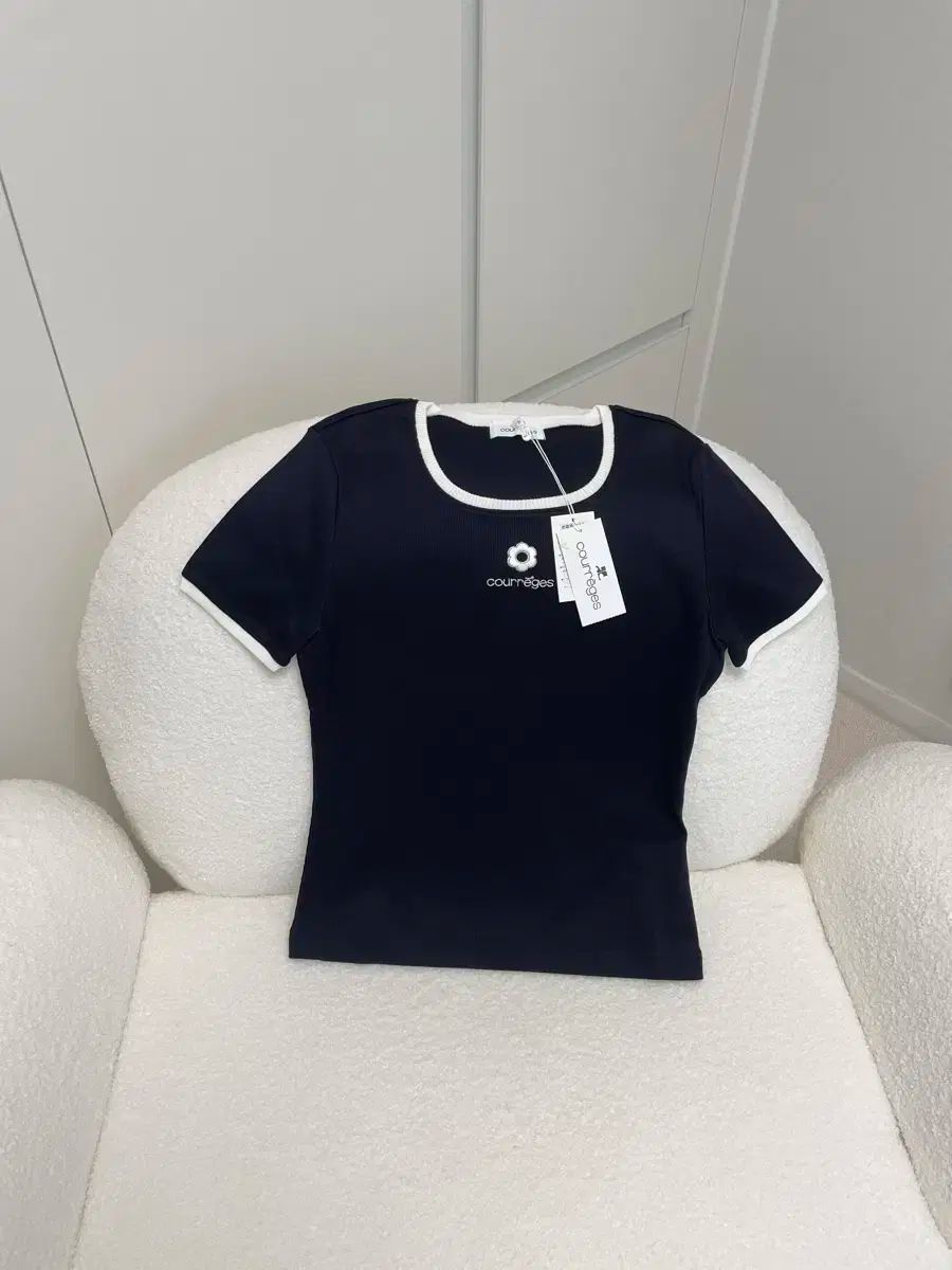 Courreges クレージュ ロゴ 半袖 リンガー Tシャツ