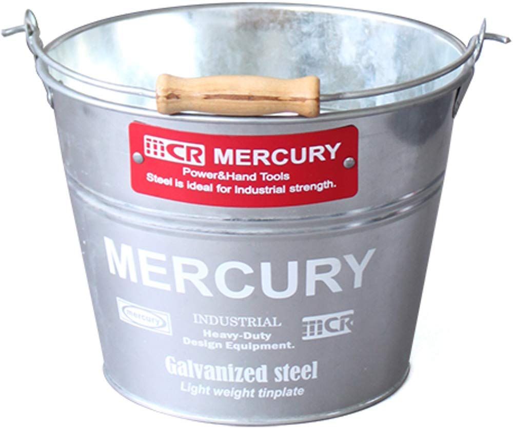マーキュリー ブリキ キーストーン バケツ スモール φ23 cm H 18 ガルバホワイト