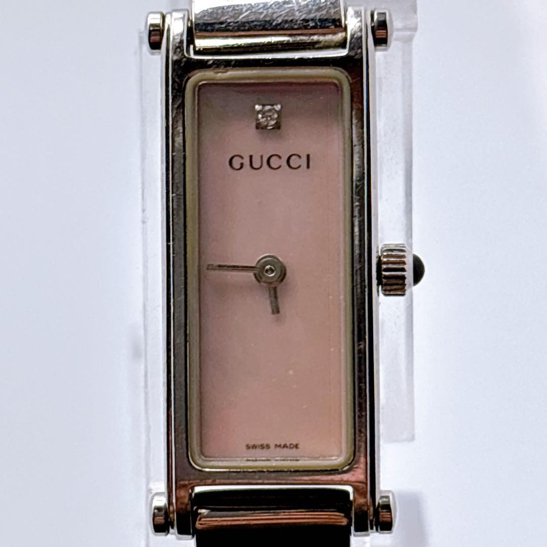 346 GUCCI グッチ　1500L シェル　1Pダイヤ　クォーツ　腕時計 GUCCI - 346 GUCCI グッチ 1500L シェル 1Pダイヤ クォーツ
