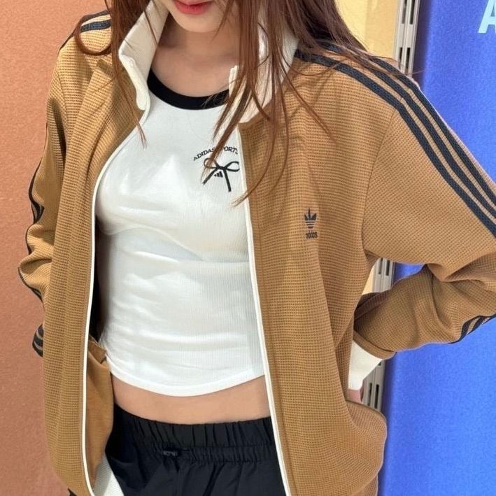 adidas トラックジャケット　ワッフル　ブラウン　Ｓ 本日限定セール！adidas Originals アディカラー ワッフル