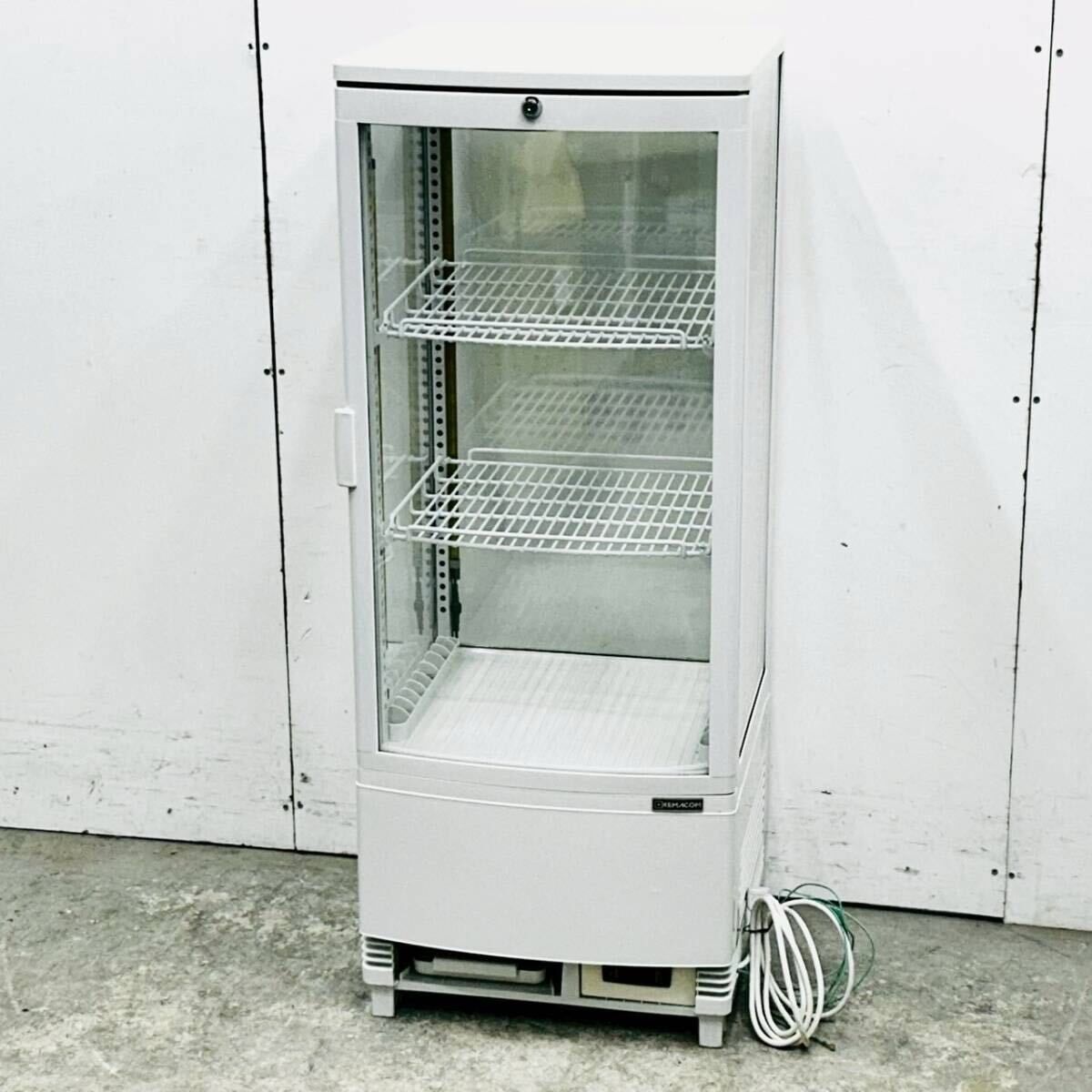 レマコム 卓上4面ガラス冷蔵ショーケース RCS-4G98SL 片面扉 98L 幅425×奥行412×高さ1087mm 厨房 業務用