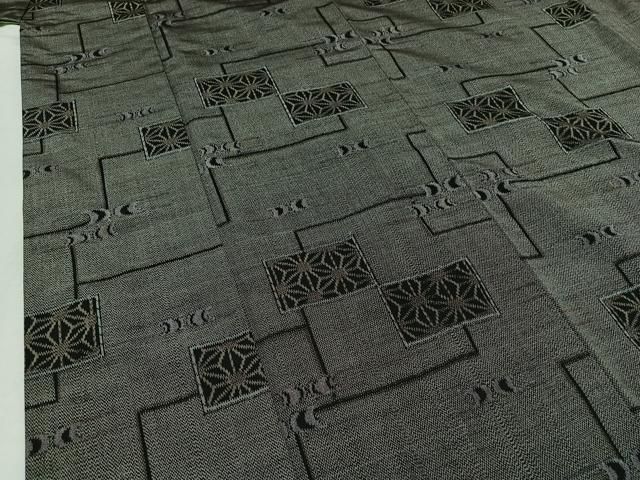 平和屋着物□上質な紬 麻の葉文様 黒地 正絹 逸品 AABA5900jh - メルカリ