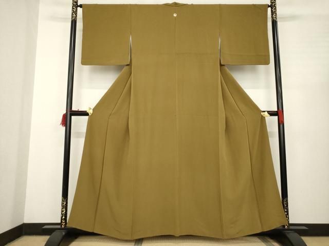 平和屋着物●上質な色無地 桑茶色 正絹 AABC3263ck