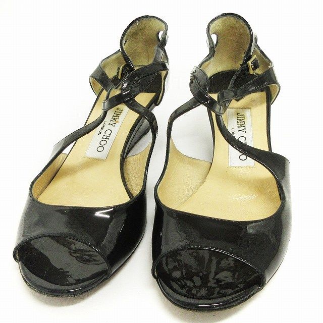 ✨JIMMY CHOO ジミーチュウ　オープントゥ エナメルストラップパンプス ジミーチュウ JIMMY CHOO パンプス オープントゥ ストラップ