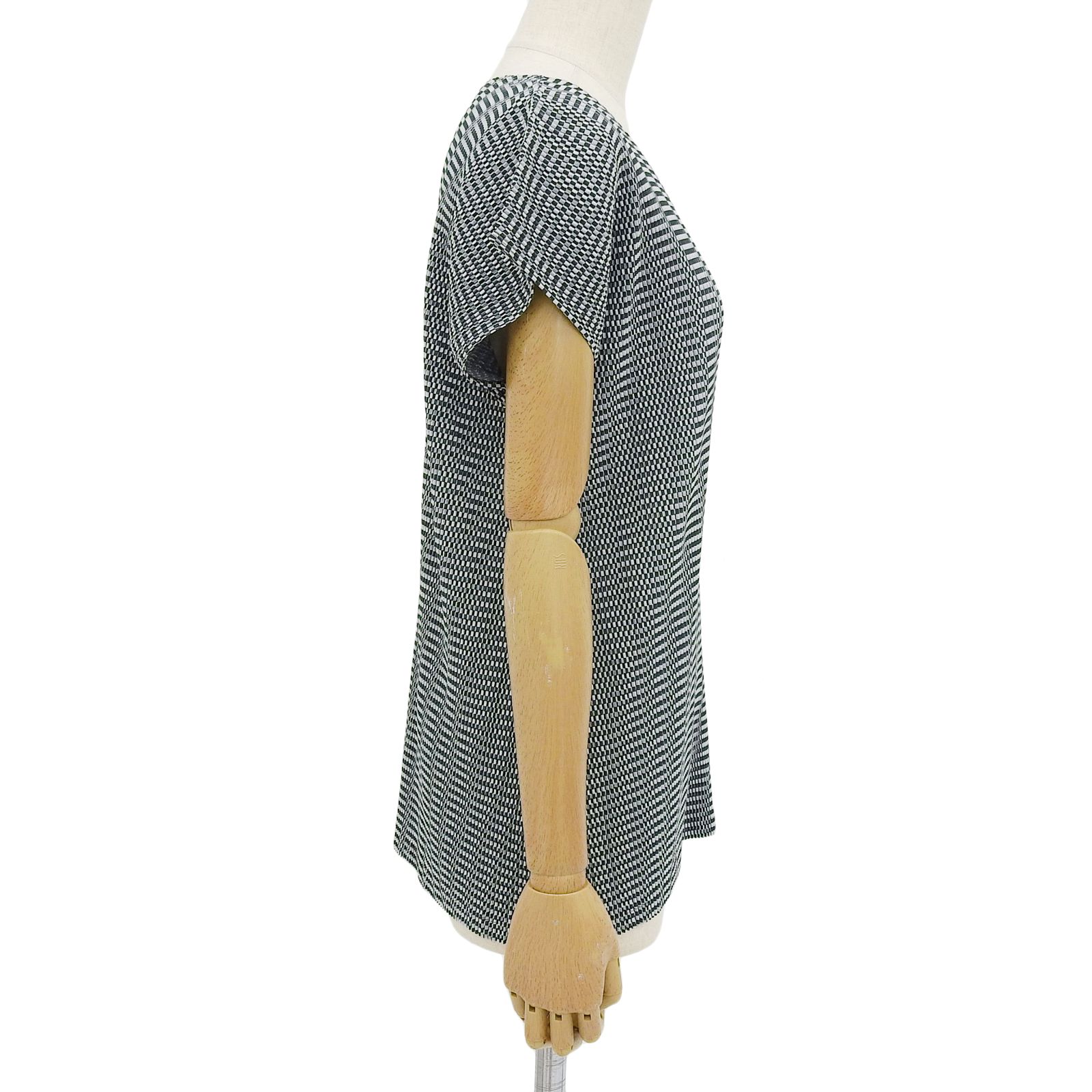 プリーツプリーズ　イッセイミヤケ　総柄　チェック　プリーツ　カットソー　サイズ3 PLEATS PLEASE ISSEY MIYAKE】プリーツプリーズイッセイミヤケ