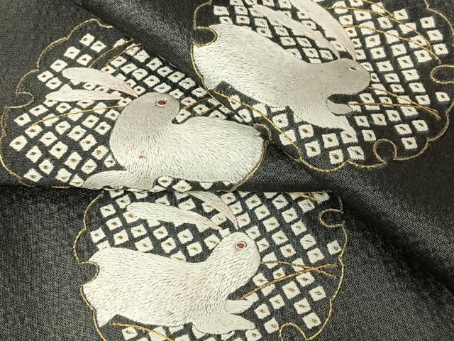 平和屋着物○上質な小紋 総刺繍 雪輪重ね文 跳兎 金糸 ますいわ屋扱い