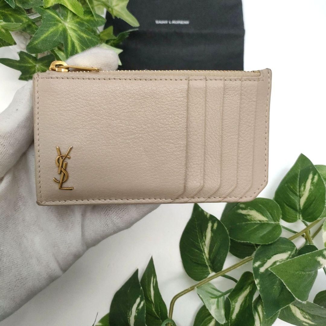 サンローラン フラグメントケース コインカードホルダー カサンドラ ベージュ