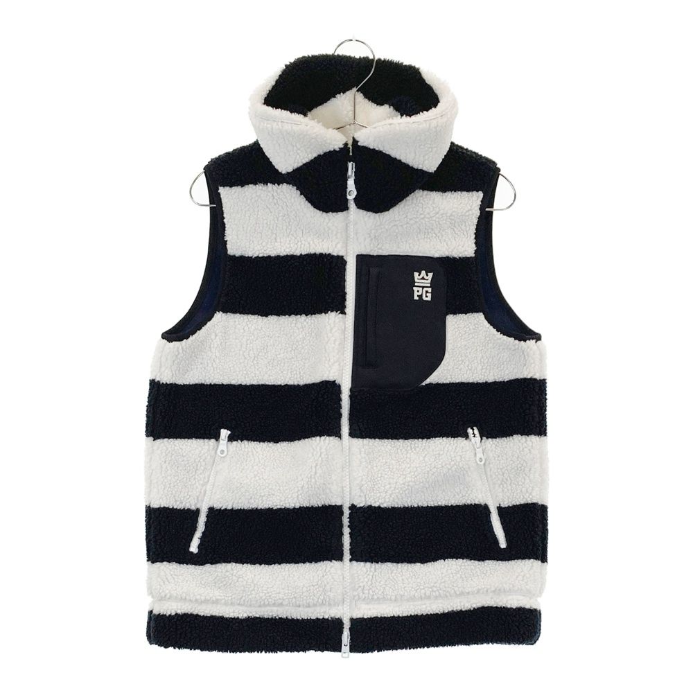 サイズ 1 PEARLY GATES パーリーゲイツ ボアジップベスト ボーダー柄 ブラック系 240101462223 ゴルフウェア レディース ストスト