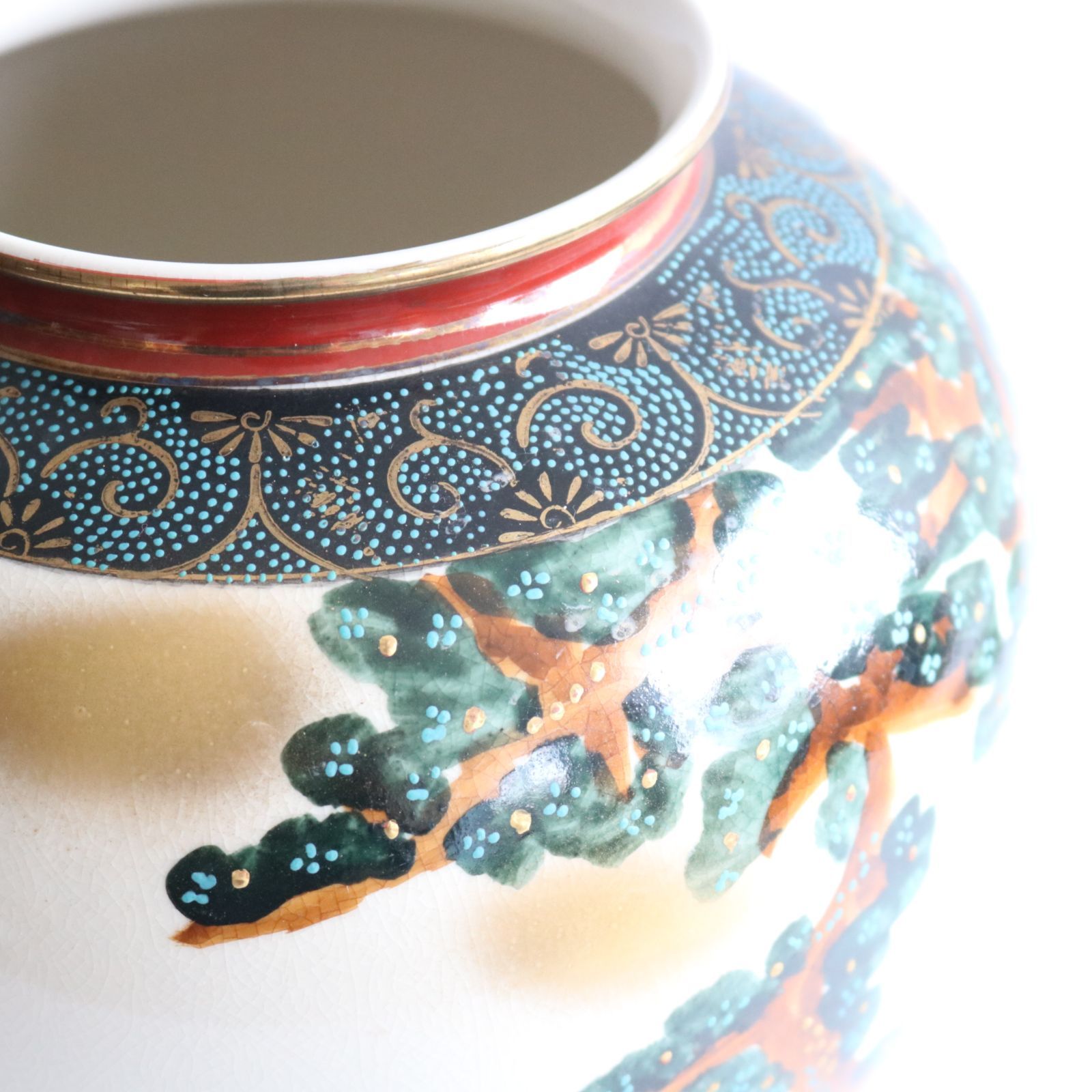 九谷焼 松鶴 壺 花瓶 花器 金彩 松 鷲 共箱 - メルカリ