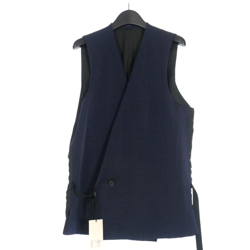 アポクリファ APOCRYPHA. Double Breasted Nylon Vest ベスト ジレ 2 ネイビー 紺 202V-01