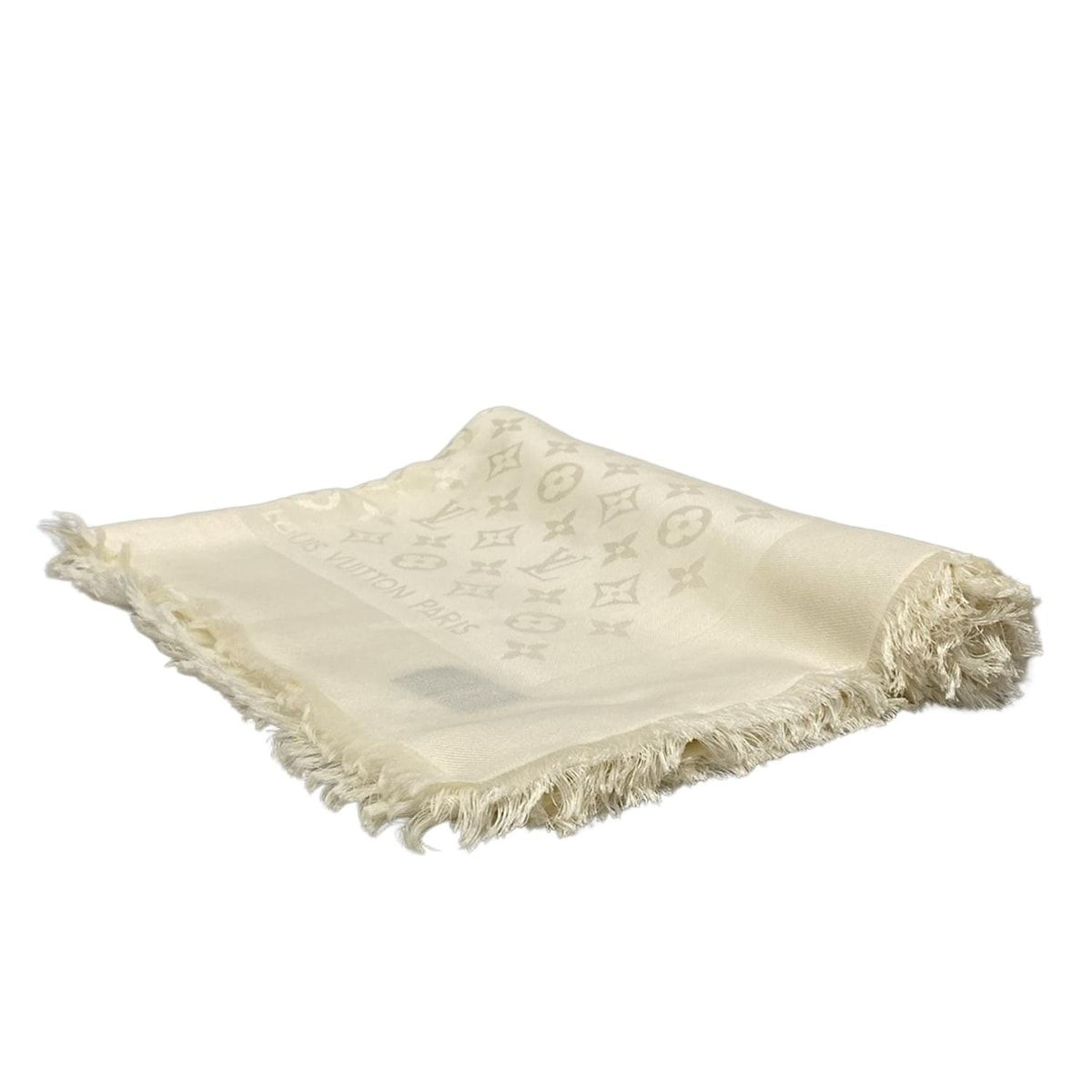 LOUIS VUITTON ルイヴィトン ストール ショール モノグラム柄 402336 アイボリー モノグラム ウール シルク
