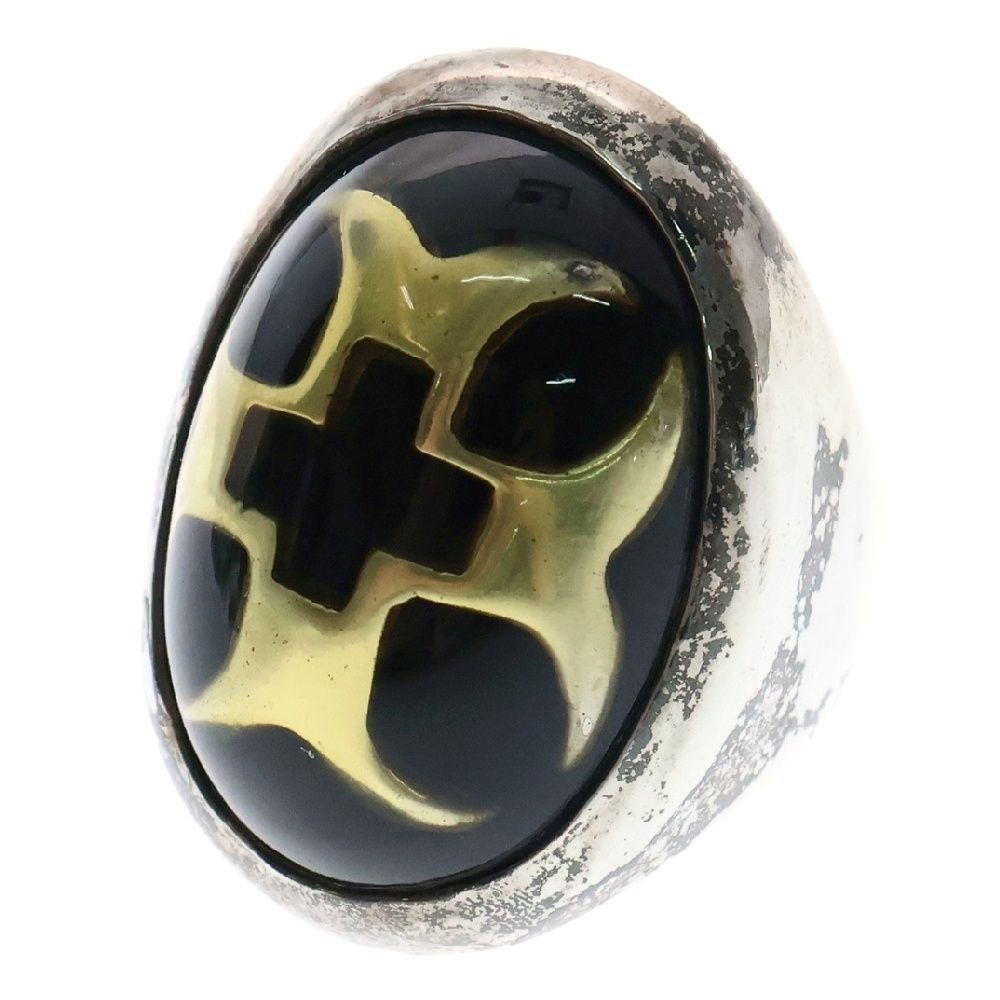 ALEX STREETER アレックスストリーター Crusader Cross Ring クルセーダー ゴールドクロス リング 指輪 13号 ブラック|シルバー