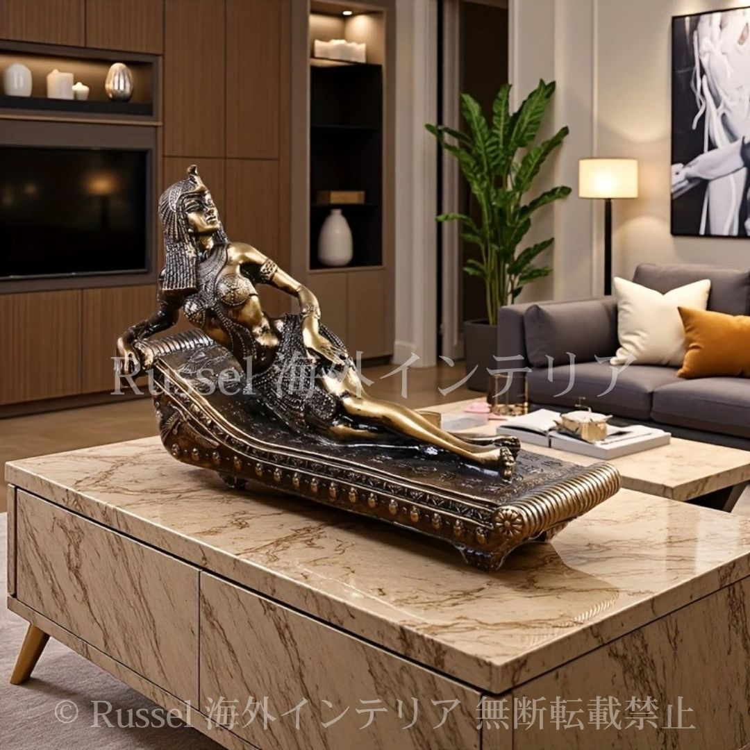 オブジェ 置物 クレオパトラ像 アンティーク調 ブロンズ 彫刻 古代