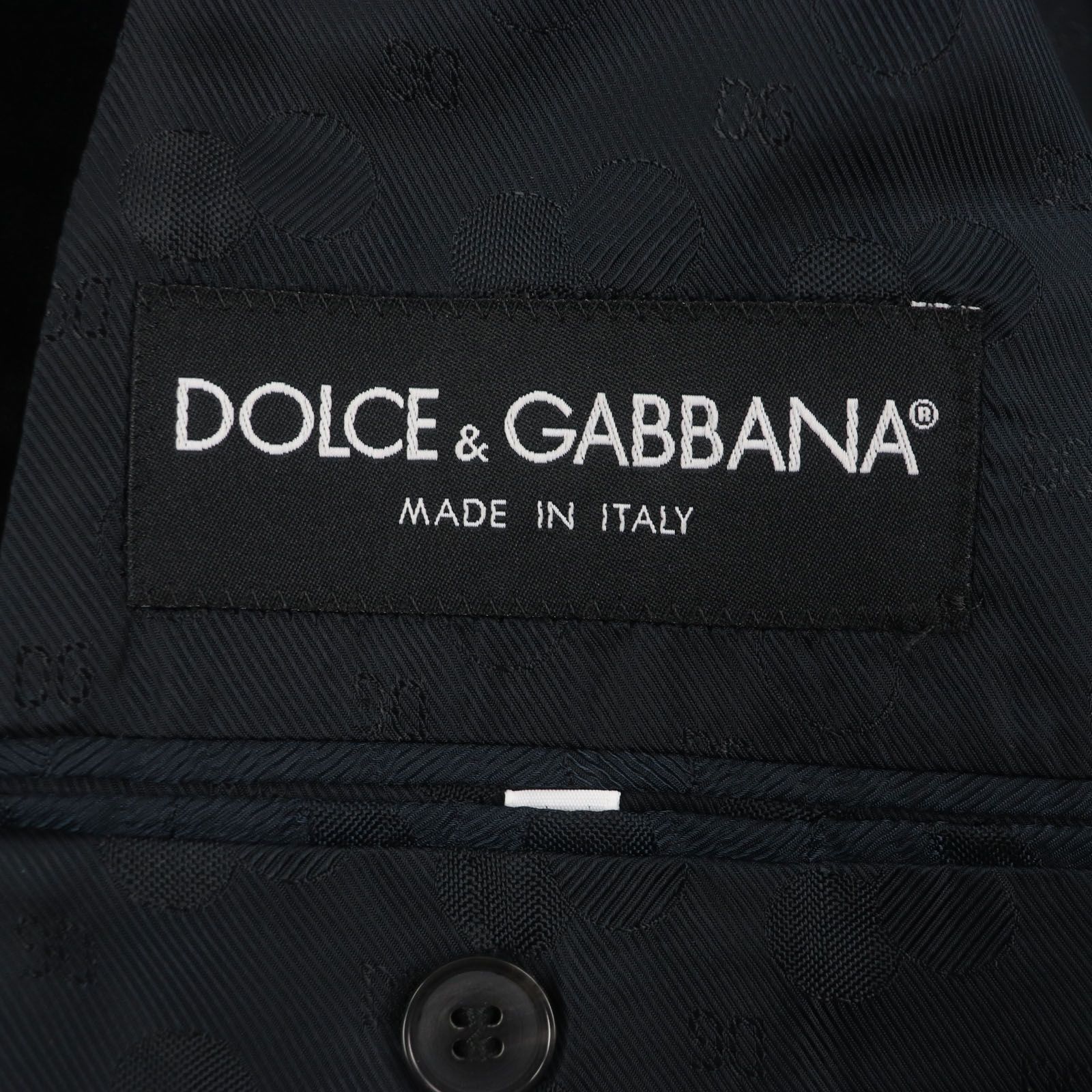 美品★DOLCE＆GABBANA ベロア テーラードジャケット シングル3B 黒 Dolce & Gabbana ブラック テーラードジャケット新品タグ付き