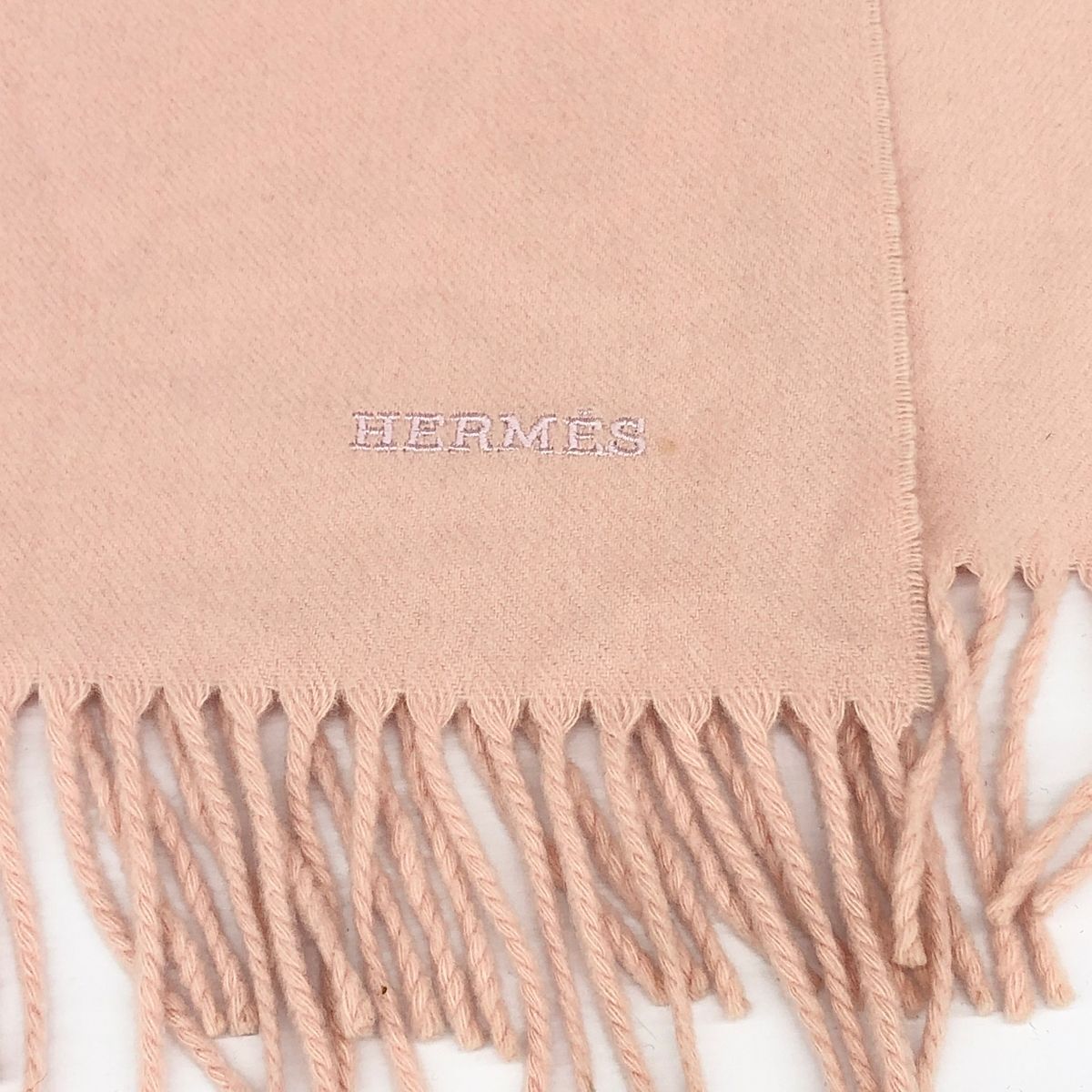HERMES】カシミヤ100% マフラーストール ピンク HERMES】カシミヤ100