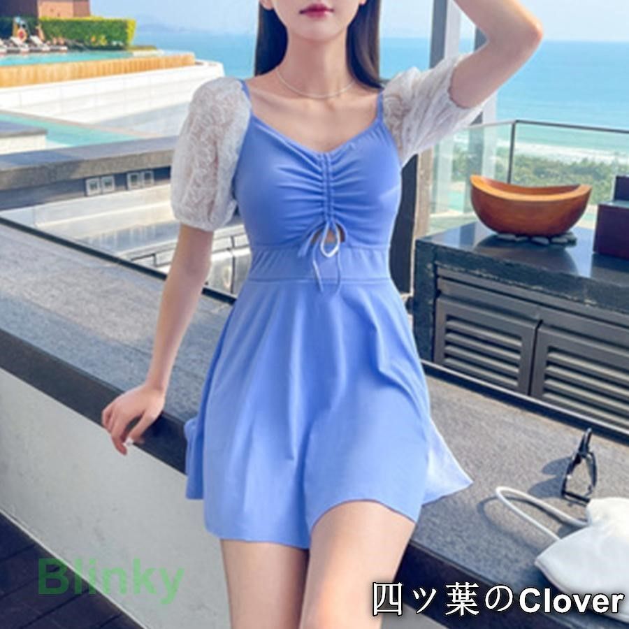 ドローストリング ワンピース水着 韓国風 韓国風返品不可商品 miniministore : YuiShop 3色水着 ドロー 2点セットサイドオープン Ladies Lace レースレディース 韓国風ワンピース水着体型カバーレディース返品不可 ギャル系 ロング