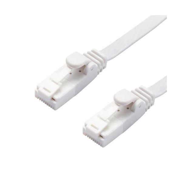 （まとめ） エレコム LANケーブル／CAT6A／爪折れ防止／フラット／1m／ホワイト LD-GFAT／WH10 〔×5セット〕