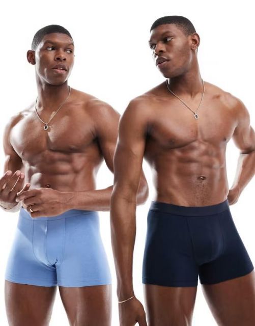 送料無料 エイソス メンズ トランクス アンダーウェア ASOS DESIGN 2 pack briefs in blue and navy Blue|black